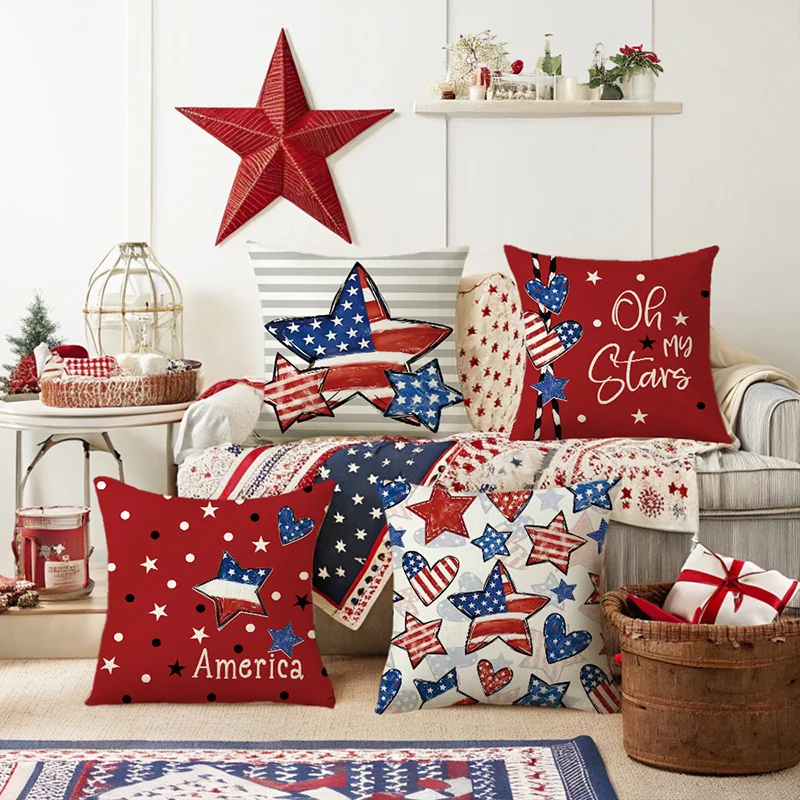 American Independence Day Pushing Cover Five-pointed Star Pushing Cover 45*45 Cm Red Star Stripe Print Pillow Cover
American Independence Day Pushing Cover Five-pointed Star Pushing Cover 45*45 Cm Red Star Stripe Print Pillow Cover