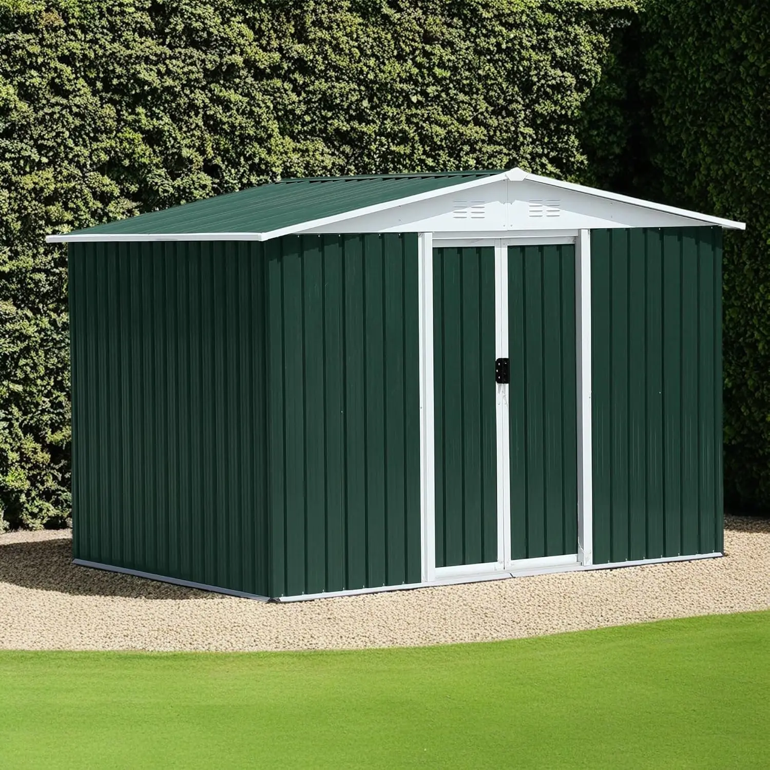 8x6 FT Outdoor Storage Shed, Waterproof Metal Garden Tool Sheds with Lockable Sliding Doors and Vents, Weather Resistant Steel
8x6 FT Outdoor Storage Shed, Waterproof Metal Garden Tool Sheds with Lockable Sliding Doors and Vents, Weather Resistant Steel