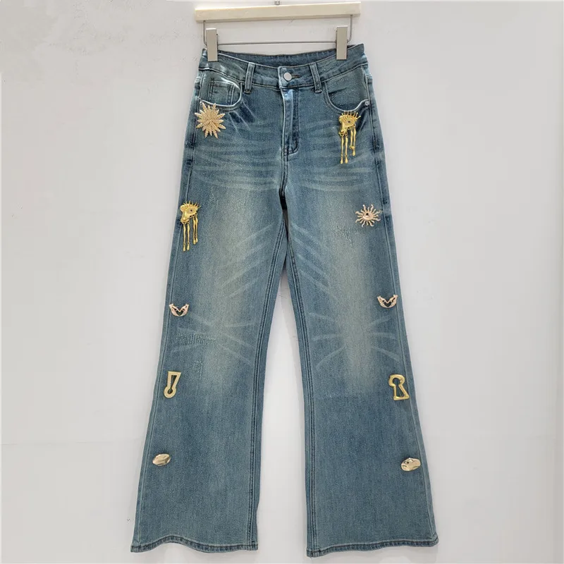 Fashionable Casual Fun Metallic Wide-Leg Jeans for Women 2026 Spring New High-Waisted Slimming Straight-Leg Blue Denim Trousers
Fashionable Casual Fun Metallic Wide-Leg Jeans for Women 2026 Spring New High-Waisted Slimming Straight-Leg Blue Denim Trousers