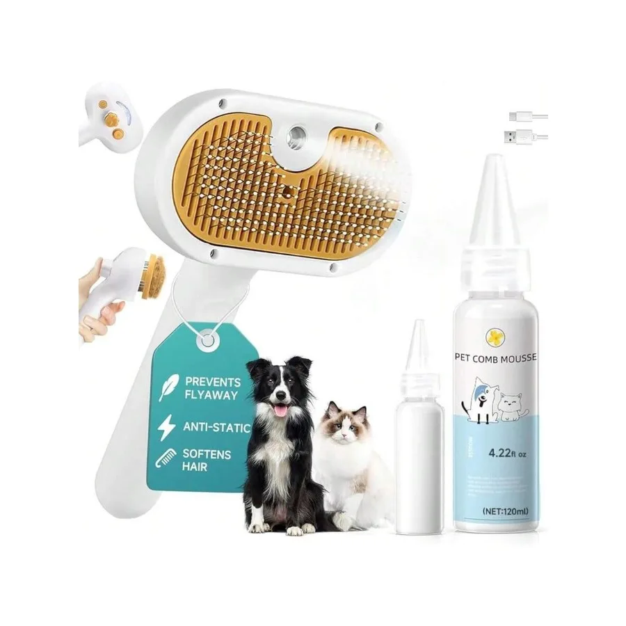 【New Arrival】Pet Spray Grooming Brush with Comb Mousse Kit, Anti-Static Self-Cleaning Slicker Brush for Dogs & Cats
【New Arrival】Pet Spray Grooming Brush with Comb Mousse Kit, Anti-Static Self-Cleaning Slicker Brush for Dogs & Cats