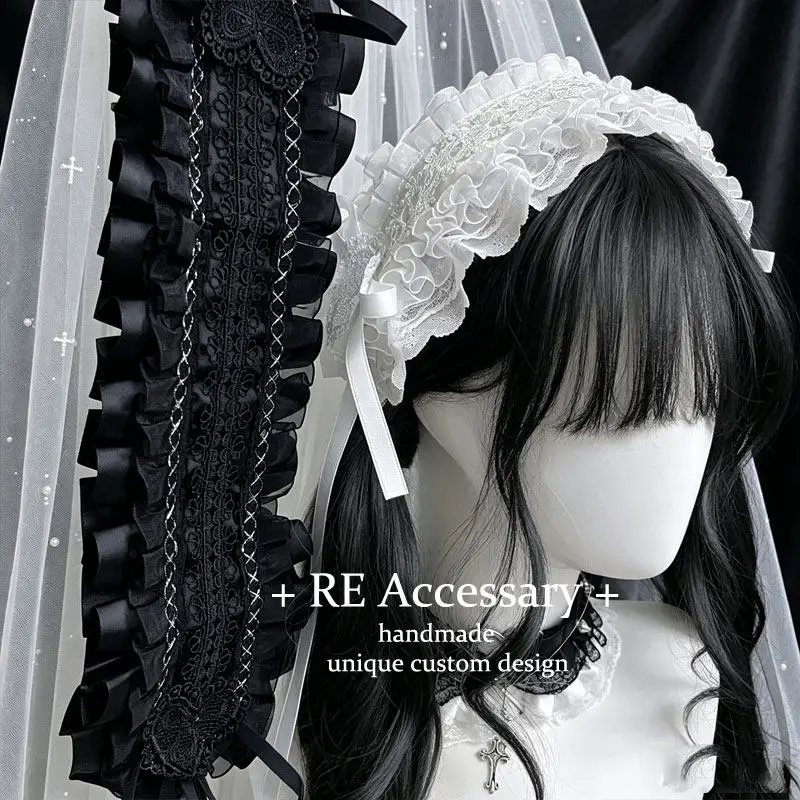 Gothic Lace Bonnet Headband Heart Bow Frilled Hair Band Vintage Lolita Hair Accessories for Women Cosplay Party Halloween Decor
Gothic Lace Bonnet Headband Heart Bow Frilled Hair Band Vintage Lolita Hair Accessories for Women Cosplay Party Halloween Decor