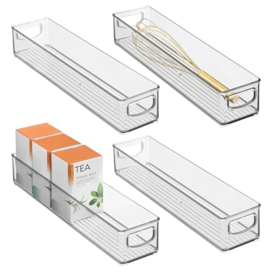 Slim Clear Plastic Storage Bin, Extra Long Narrow Stackable Organizer for Kitchen and Pantry, 4-Pack
Slim Clear Plastic Storage Bin, Extra Long Narrow Stackable Organizer for Kitchen and Pantry, 4-Pack