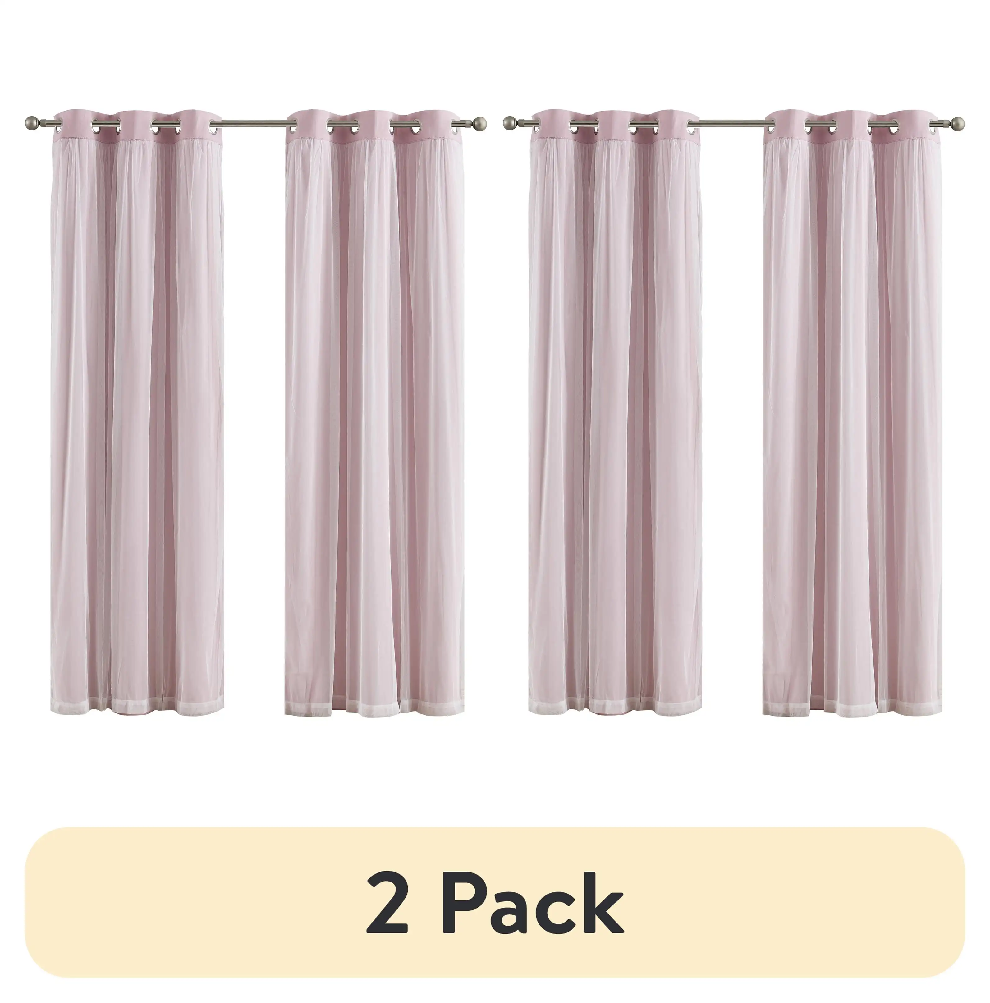 (2 Pack) Blackout Curtain Panel with Sheer Overlay, 1 Panel, Pink, 37 W X 84 L
(2 Pack) Blackout Curtain Panel with Sheer Overlay, 1 Panel, Pink, 37 W X 84 L
