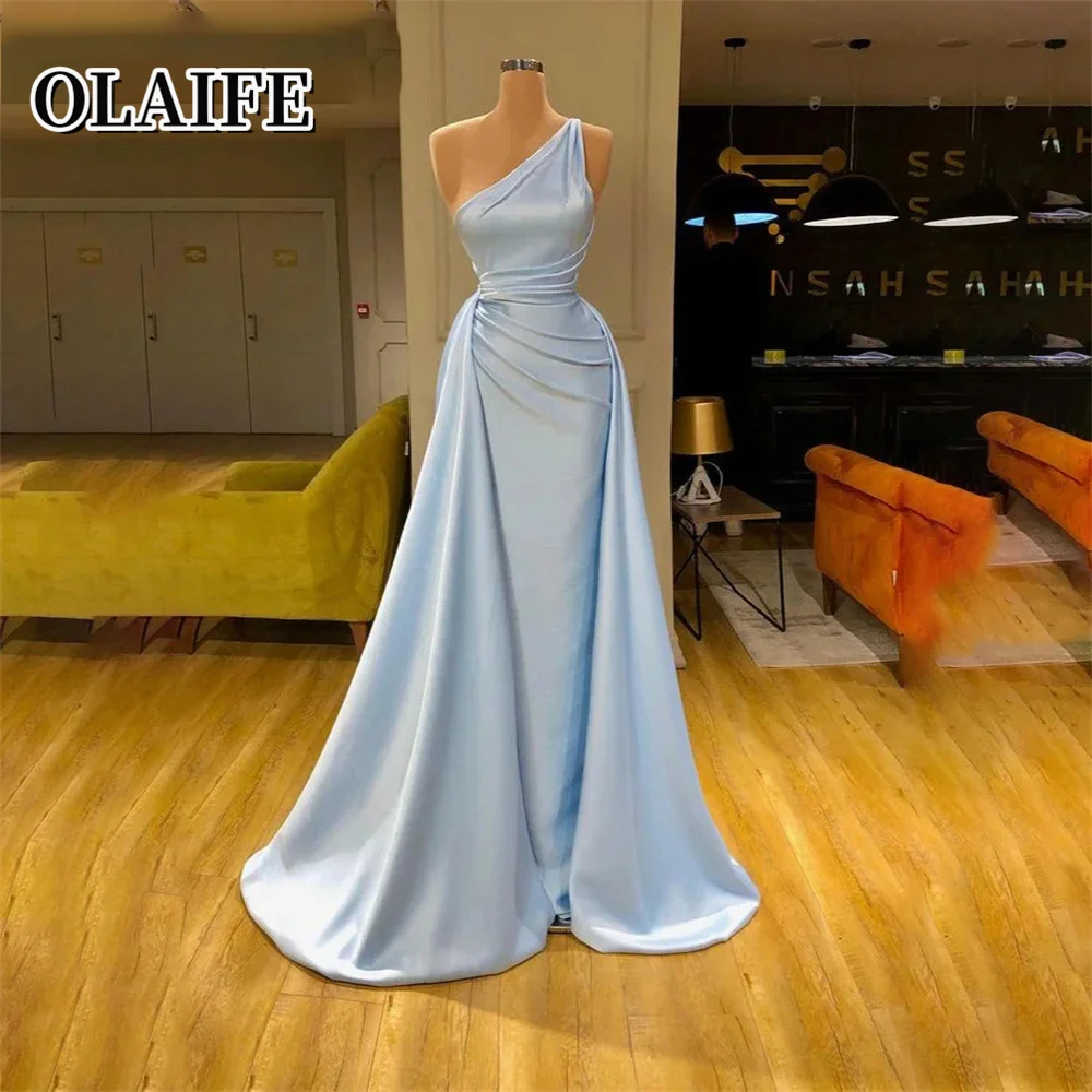 Sexy One Shoulder Evening Dresses Light Blue Satin Evening Gown Soft Pleated Long Prom Dress Custom Size платье на выпускной
Sexy One Shoulder Evening Dresses Light Blue Satin Evening Gown Soft Pleated Long Prom Dress Custom Size платье на выпускной