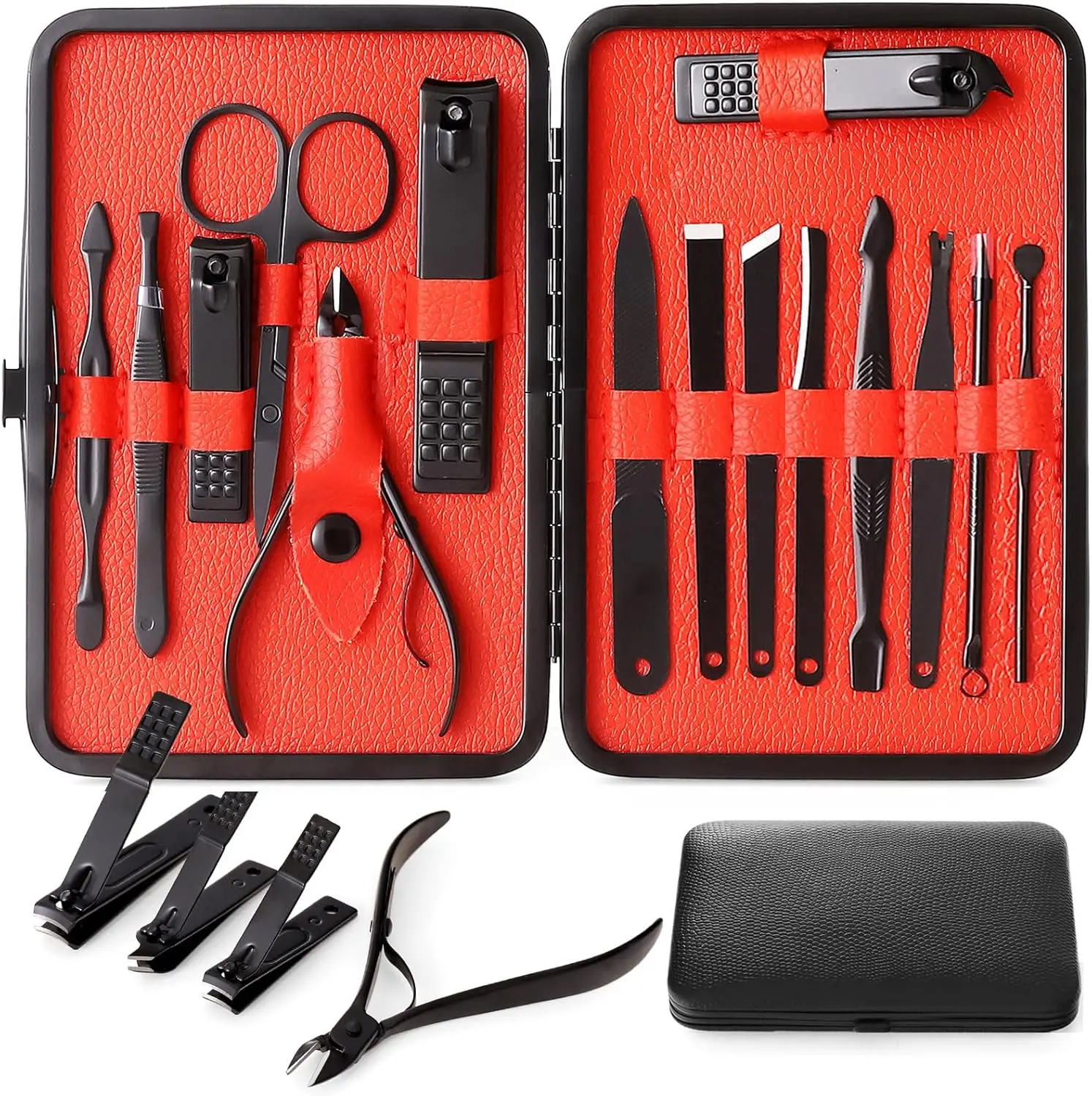 Stainless Steel Nail Clippers Set, 15-in-1 Manicure Pedicure Kit with Leather Case, Sharp Cutters & Files for Fingernails & Toenails, Portable Travel Grooming Tool for Men & Women
Stainless Steel Nail Clippers Set, 15-in-1 Manicure Pedicure Kit with Leather Case, Sharp Cutters & Files for Fingernails & Toenails, Portable Travel Grooming Tool for Men & Women