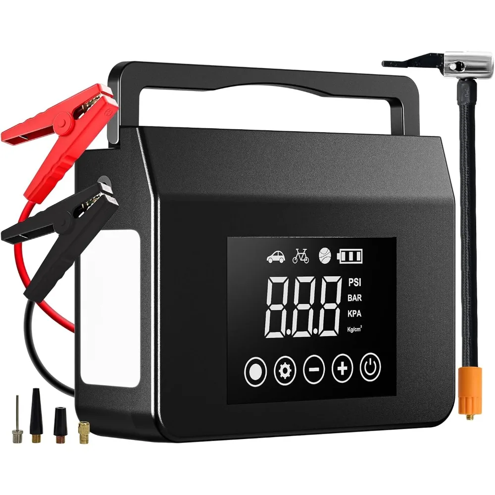 Portable Jump Starter with Air Compressor 150PSI 12V Car Battery Charger 15000mAh Power Bank for Car Truck Tire Inflator 4000A
Portable Jump Starter with Air Compressor 150PSI 12V Car Battery Charger 15000mAh Power Bank for Car Truck Tire Inflator 4000A