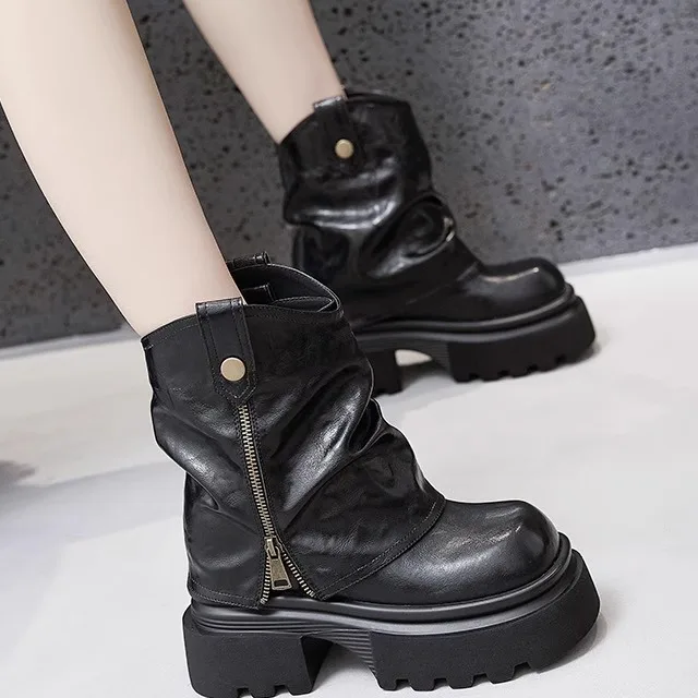 Thick Bottom Boots Women's Mid-Calf Leather Boots Footwear Inner Pant Leg Booties Chinese Manufacturer Ultra-Fine Fiber
Thick Bottom Boots Women's Mid-Calf Leather Boots Footwear Inner Pant Leg Booties Chinese Manufacturer Ultra-Fine Fiber