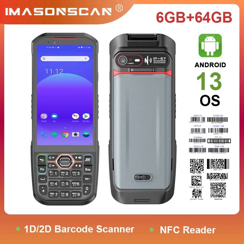 Android PDA Equipment 2D Barcode Scanner Data Matrix PDF417 Code Reader NFC 13.56Mhz 6G+64G Android13 Data Collectors Keypad
Android PDA Equipment 2D Barcode Scanner Data Matrix PDF417 Code Reader NFC 13.56Mhz 6G+64G Android13 Data Collectors Keypad