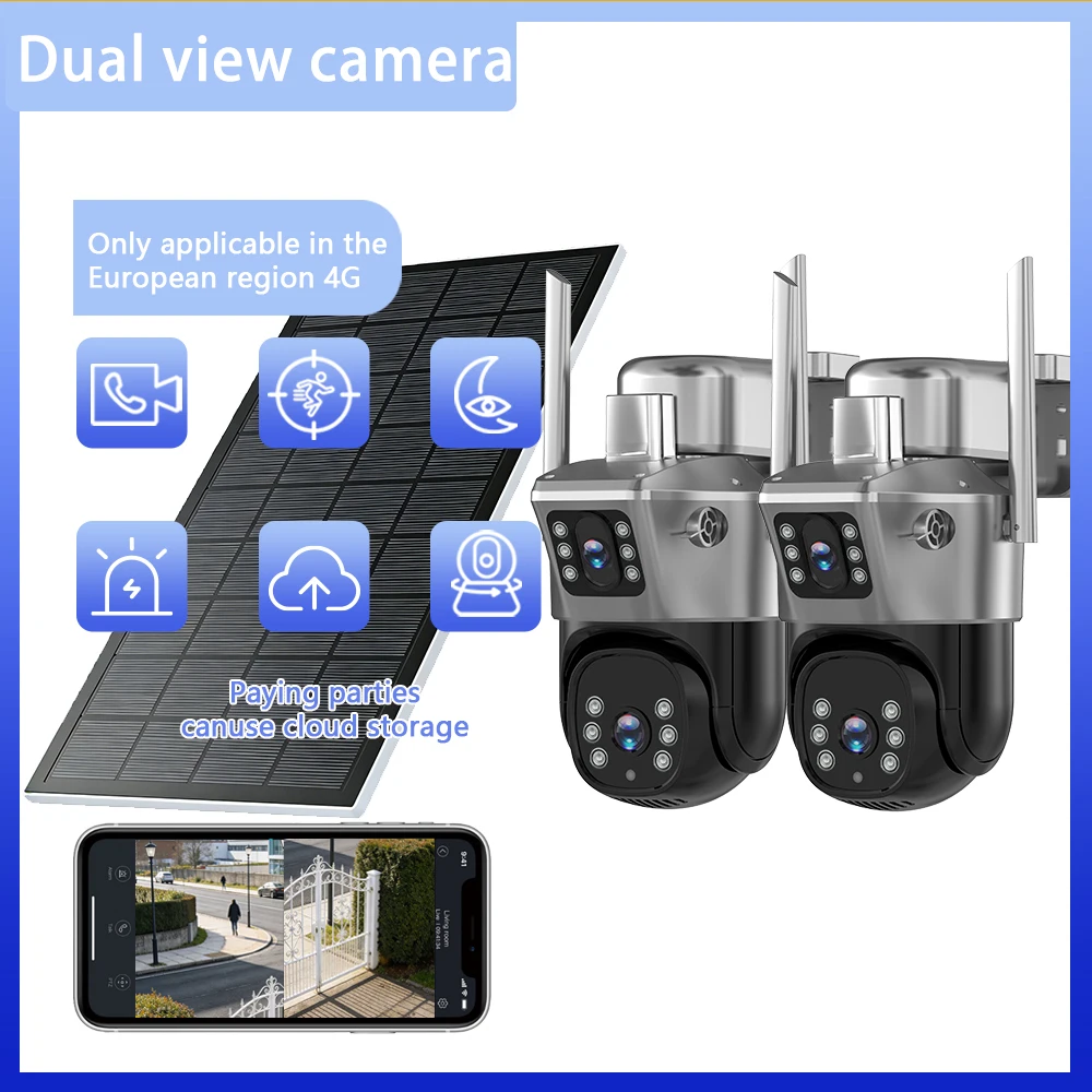 2pcs 2K Dual Lens Security Camera, 10400mAh Rechargeable Battery, 360° PTZ, IP66 Waterproof, VSIM Supported, 256GB SD Card Slo
2pcs 2K Dual Lens Security Camera, 10400mAh Rechargeable Battery, 360° PTZ, IP66 Waterproof, VSIM Supported, 256GB SD Card Slo