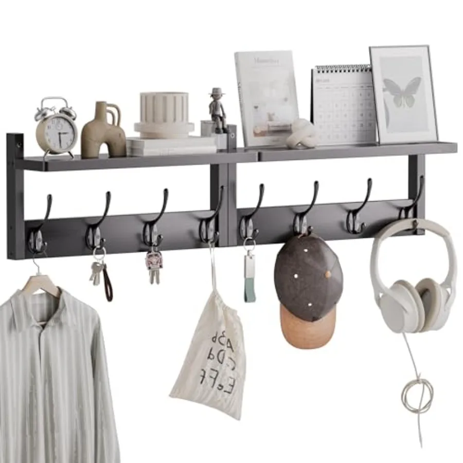 Coat Rack with Shelf 2 Pack Bamboo Wall-Mounted Coat Hanger with 8 Hooks for Entryway Hallway Kitchen Bathroom Living Room Util
Coat Rack with Shelf 2 Pack Bamboo Wall-Mounted Coat Hanger with 8 Hooks for Entryway Hallway Kitchen Bathroom Living Room Util