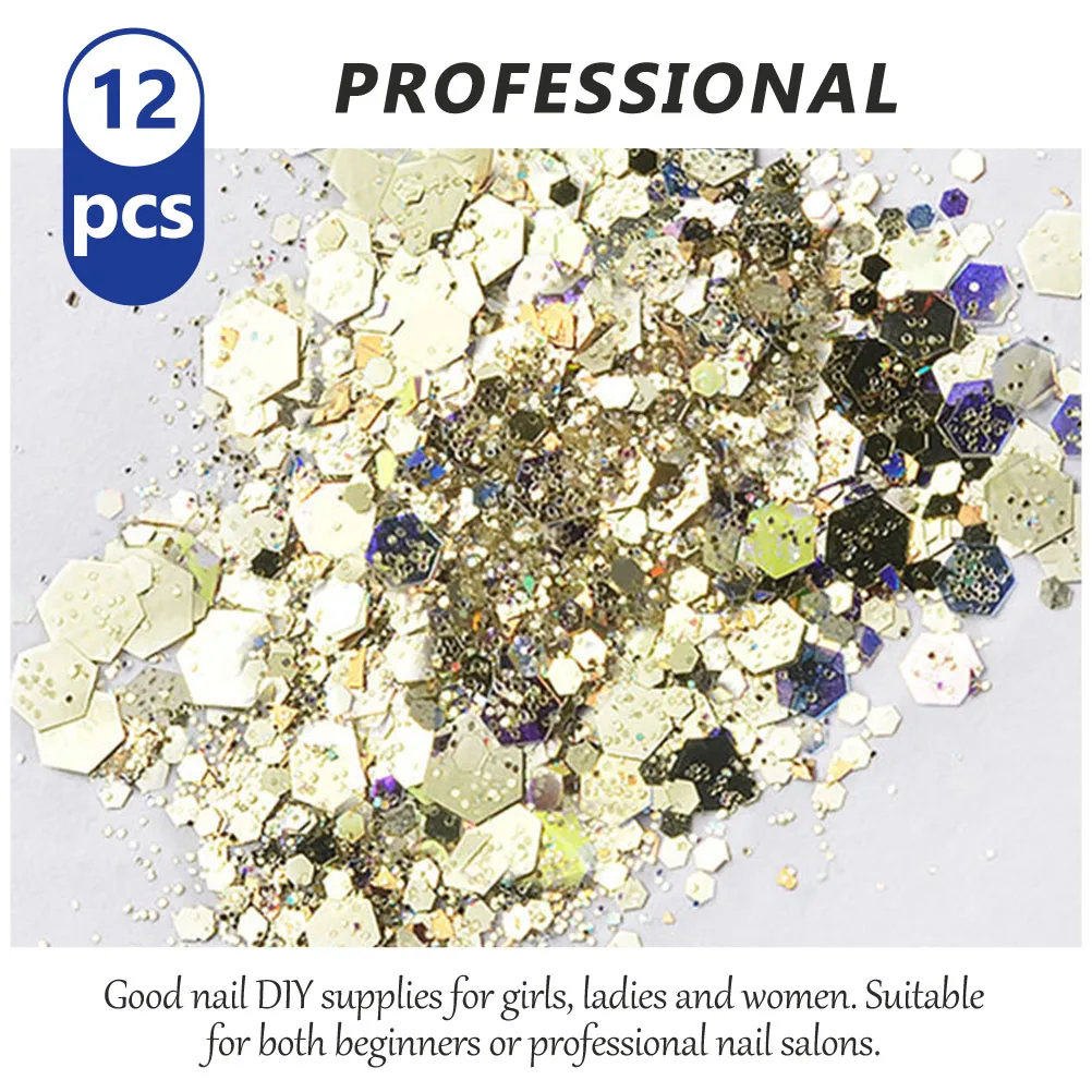 12 Boxes Glitter Sequins Easy to Use Nail Decorations Manicure Decorate Art Fingernail DIY Plastic Fun
12 Boxes Glitter Sequins Easy to Use Nail Decorations Manicure Decorate Art Fingernail DIY Plastic Fun