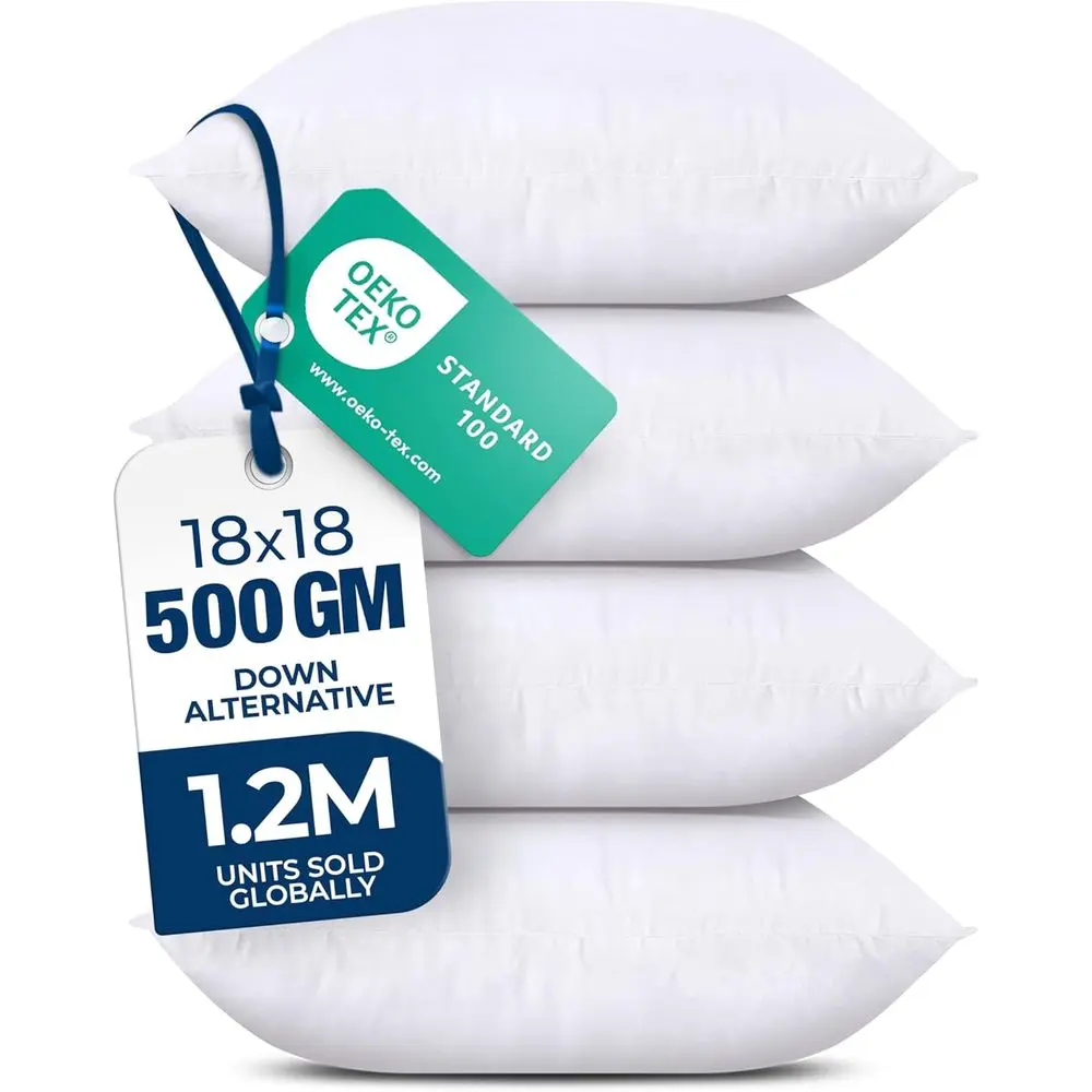 Throw Pillows (Set of 4, White) – 18 x 18 Inches Down Alternative Pillows for Bed, Sofa, and Couch - Decorative Pillow for Indoo
Throw Pillows (Set of 4, White) – 18 x 18 Inches Down Alternative Pillows for Bed, Sofa, and Couch - Decorative Pillow for Indoo