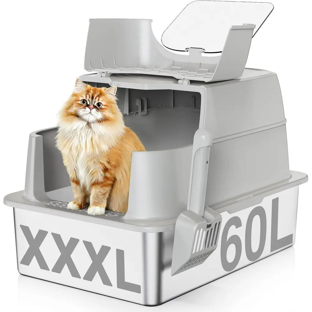 StainlSteel Cat Litter Box with Lid, 180° lip-Top XXXL Extra Large Enclosed Litter Box, 26" L x 18" W x 17" H Metal Litter Box w
StainlSteel Cat Litter Box with Lid, 180° lip-Top XXXL Extra Large Enclosed Litter Box, 26" L x 18" W x 17" H Metal Litter Box w