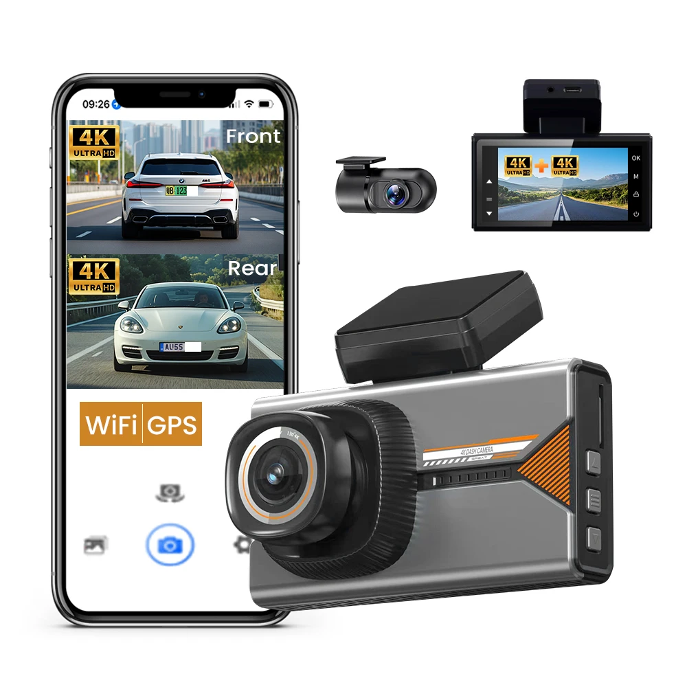 3Inch 4K +4K Dash Cam Dual Lens Ultra HD Real Car DVR Camera WIFI GPS APP Rear View Night Vision WDR Video Recorder 24H Parking
3Inch 4K +4K Dash Cam Dual Lens Ultra HD Real Car DVR Camera WIFI GPS APP Rear View Night Vision WDR Video Recorder 24H Parking