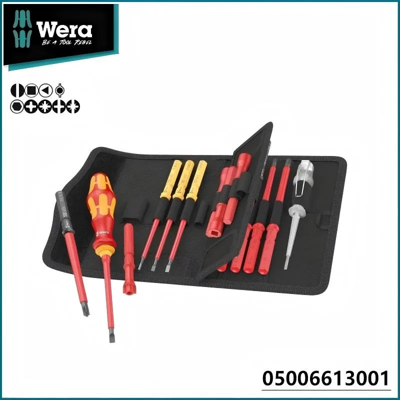 WERA 05006613001 18-Piece Insulated Screwdriver Set - 1000V VDE, Replaceable Bits, Storage Pouch
WERA 05006613001 18-Piece Insulated Screwdriver Set - 1000V VDE, Replaceable Bits, Storage Pouch