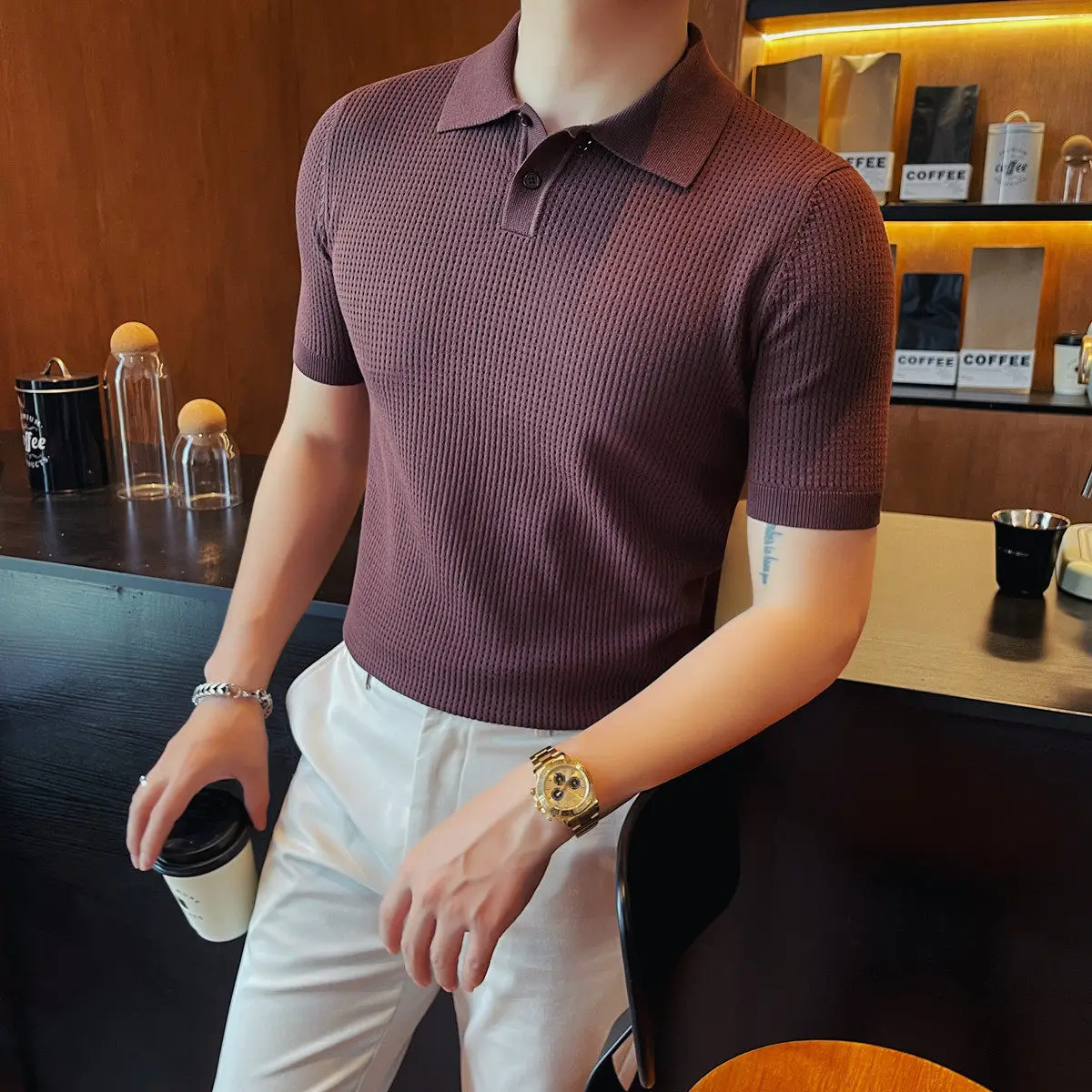 Summer Business Men's Polo Shirts Short Sleeved Knitted Breathable Casual T-shirt Versatile Trendy Lapel Social Office T-shirts
Summer Business Men's Polo Shirts Short Sleeved Knitted Breathable Casual T-shirt Versatile Trendy Lapel Social Office T-shirts