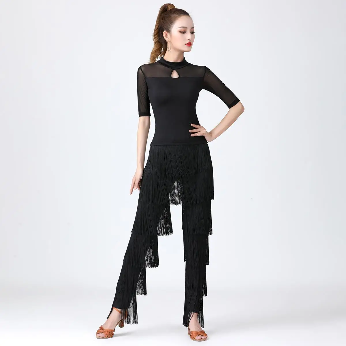 Latin Dance Apparel Female Adult Costume Practice Set Trousers Tassel Pants Gitba Square Slimming Rumba Shirt High Elasticity
Latin Dance Apparel Female Adult Costume Practice Set Trousers Tassel Pants Gitba Square Slimming Rumba Shirt High Elasticity
