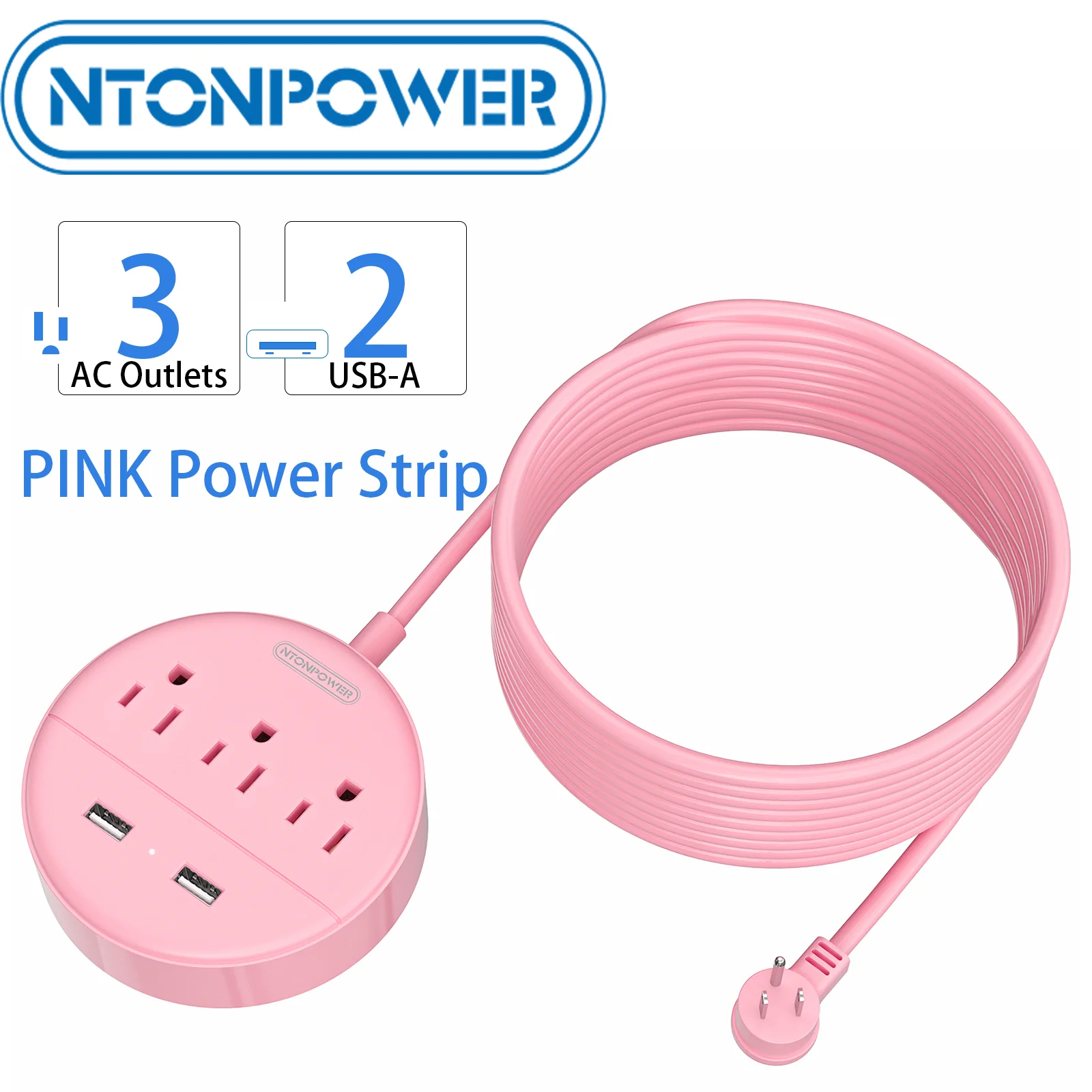 Pink Cute Power Strip with 3 AC Outlets & 2 USB-A Ports, 5FT Extension Cord Fast Charging US Plug Sweet Design for Home/Office
Pink Cute Power Strip with 3 AC Outlets & 2 USB-A Ports, 5FT Extension Cord Fast Charging US Plug Sweet Design for Home/Office