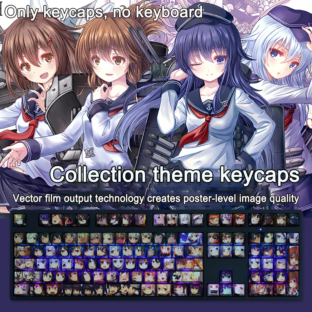 108 Keys/set COLLECTION Keycaps PBT Dye Subbed Mode Shimakaze Keycap Cherry Anime Cartoon Gaming Key Caps For ANSI 61 87 104 108
108 Keys/set COLLECTION Keycaps PBT Dye Subbed Mode Shimakaze Keycap Cherry Anime Cartoon Gaming Key Caps For ANSI 61 87 104 108