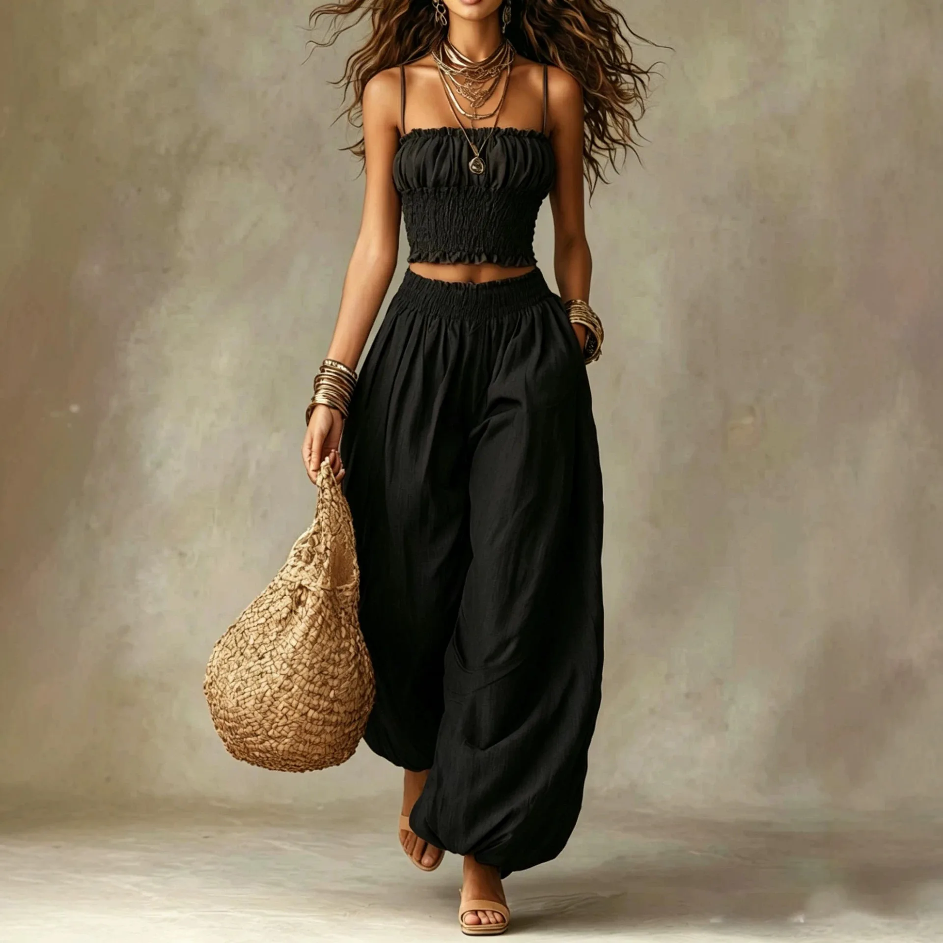 Elegant Short Wrap Chest Top And Lantern Pants Set Casual Holiday Two Piece Set Women's Spring Season Fashion from China
Elegant Short Wrap Chest Top And Lantern Pants Set Casual Holiday Two Piece Set Women's Spring Season Fashion from China