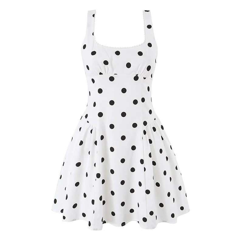 YENKYE Summer Women's Polka Dot Sleeveless Mini Dress Square Neck Lace Trim Skater Sundress Elegant Party Holiday Robe
YENKYE Summer Women's Polka Dot Sleeveless Mini Dress Square Neck Lace Trim Skater Sundress Elegant Party Holiday Robe