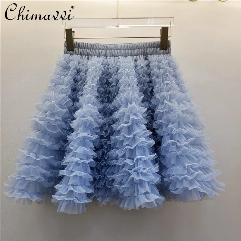 Korean Elegant Elegant Socialite Princess Mesh Cake Skirts Elastic High Waist A-line Sweet Versatile Puffy Short Skirt for Women
Korean Elegant Elegant Socialite Princess Mesh Cake Skirts Elastic High Waist A-line Sweet Versatile Puffy Short Skirt for Women