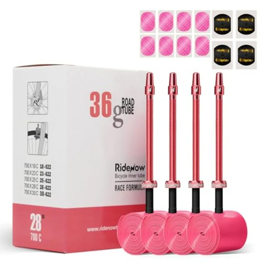 Ridenow 4-Pack Bike Inner Tube for 700/18C-28C 700/18C-32C with 65/85 mm Metal andTPU Presta Valves for Road Bikes Super Light
Ridenow 4-Pack Bike Inner Tube for 700/18C-28C 700/18C-32C with 65/85 mm Metal andTPU Presta Valves for Road Bikes Super Light