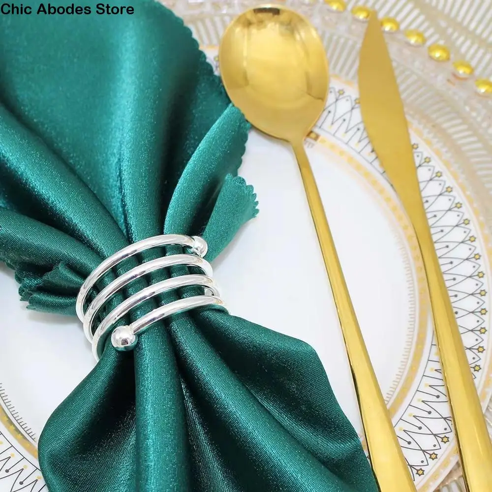 6pcs Gold/Silver Spring Shape Napkin Ring Reusable Double Beads Serviette Ring Metal Christmas Napkin Buckle Restaurant
6pcs Gold/Silver Spring Shape Napkin Ring Reusable Double Beads Serviette Ring Metal Christmas Napkin Buckle Restaurant