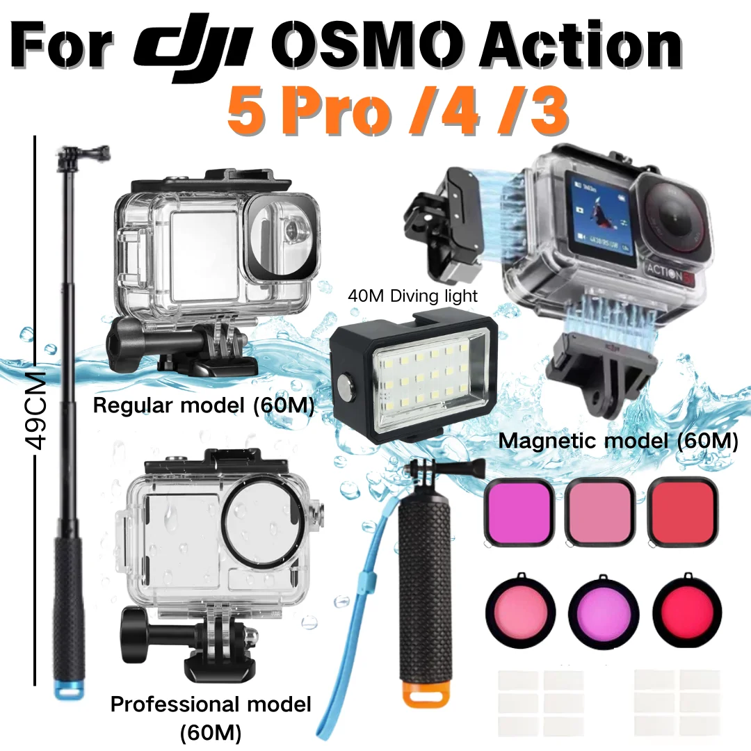60M Diving Waterproof Case for DJI Osmo Action 5Pro/4/3Underwater dive Housing Protective Shell Video Fill Light Accessories Kit
60M Diving Waterproof Case for DJI Osmo Action 5Pro/4/3Underwater dive Housing Protective Shell Video Fill Light Accessories Kit