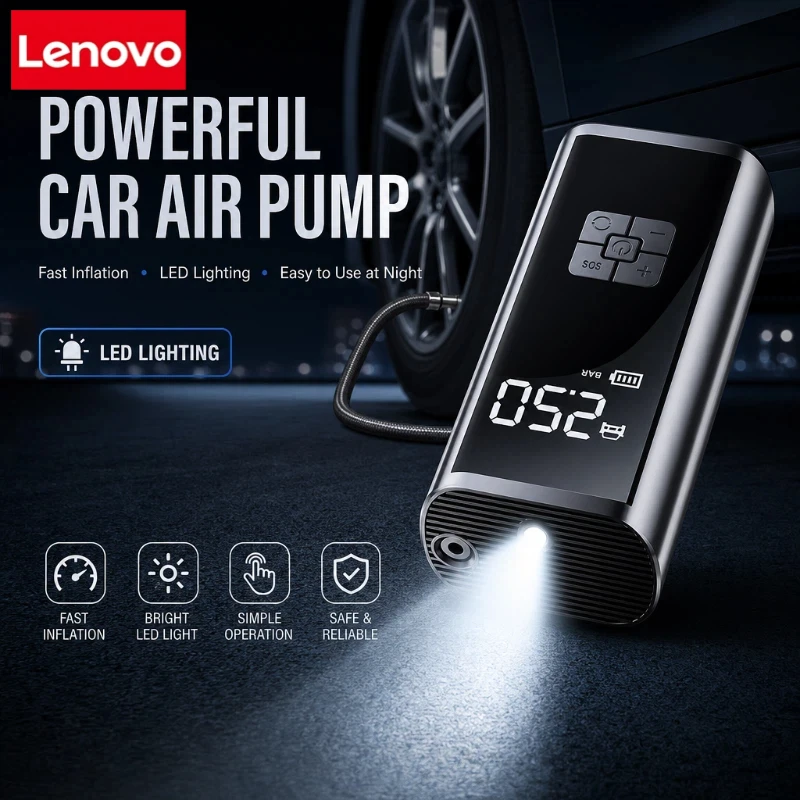 Lenovo Car-mounted Electric Inflation Pump Multi-functional Gas Compressor Rapid Tire and Balloon Inflation With LED Light New
Lenovo Car-mounted Electric Inflation Pump Multi-functional Gas Compressor Rapid Tire and Balloon Inflation With LED Light New