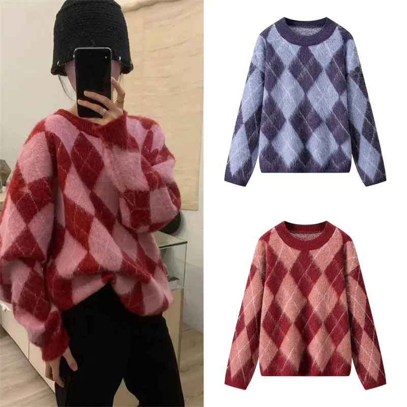 Women's Top 2025 Autumn New Style Diamond Pattern Color-Blocked Long-Sleeve Round Neck Loose Knit Pullover Top Christmas
Women's Top 2025 Autumn New Style Diamond Pattern Color-Blocked Long-Sleeve Round Neck Loose Knit Pullover Top Christmas