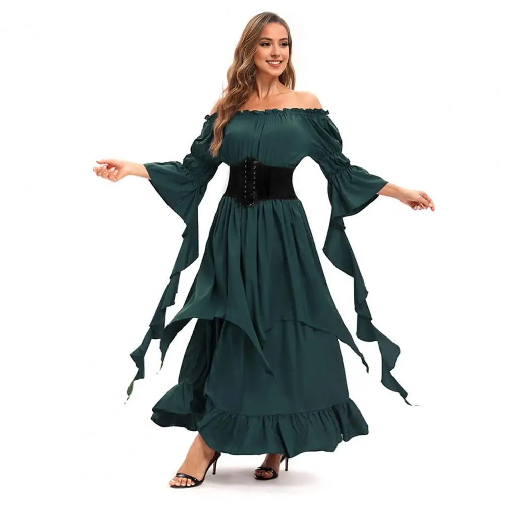 Renaissance Dress Women Costume Elegant Vintage Pirate Ball Gown with Off Shoulder Bell Sleeves Irregular Hem for Halloween
Renaissance Dress Women Costume Elegant Vintage Pirate Ball Gown with Off Shoulder Bell Sleeves Irregular Hem for Halloween