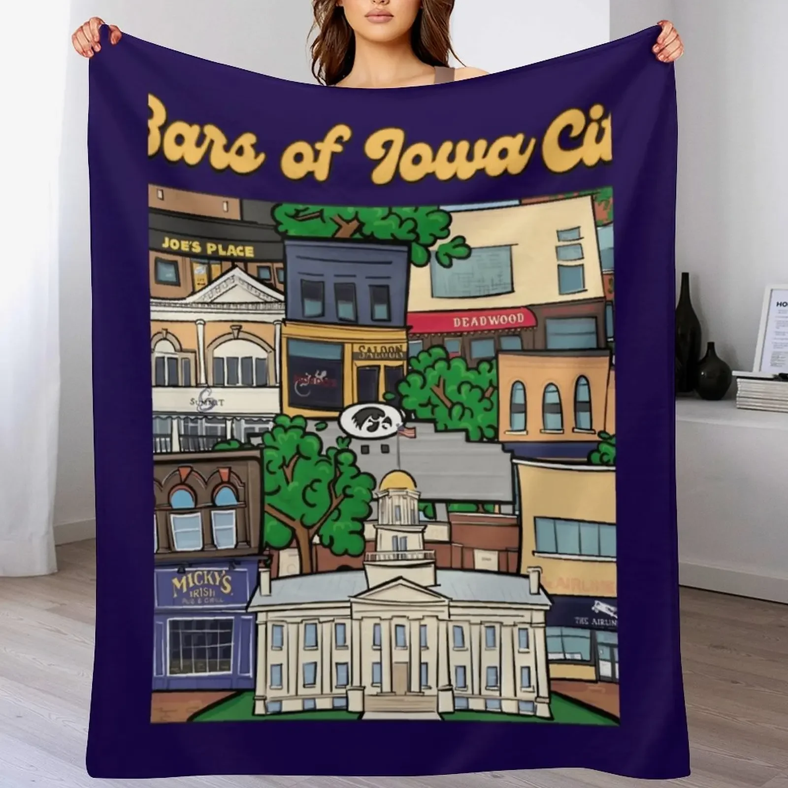 Bars of Iowa City Throw Blanket Cozy Sofa Blanket for TV Watching Napping
Bars of Iowa City Throw Blanket Cozy Sofa Blanket for TV Watching Napping