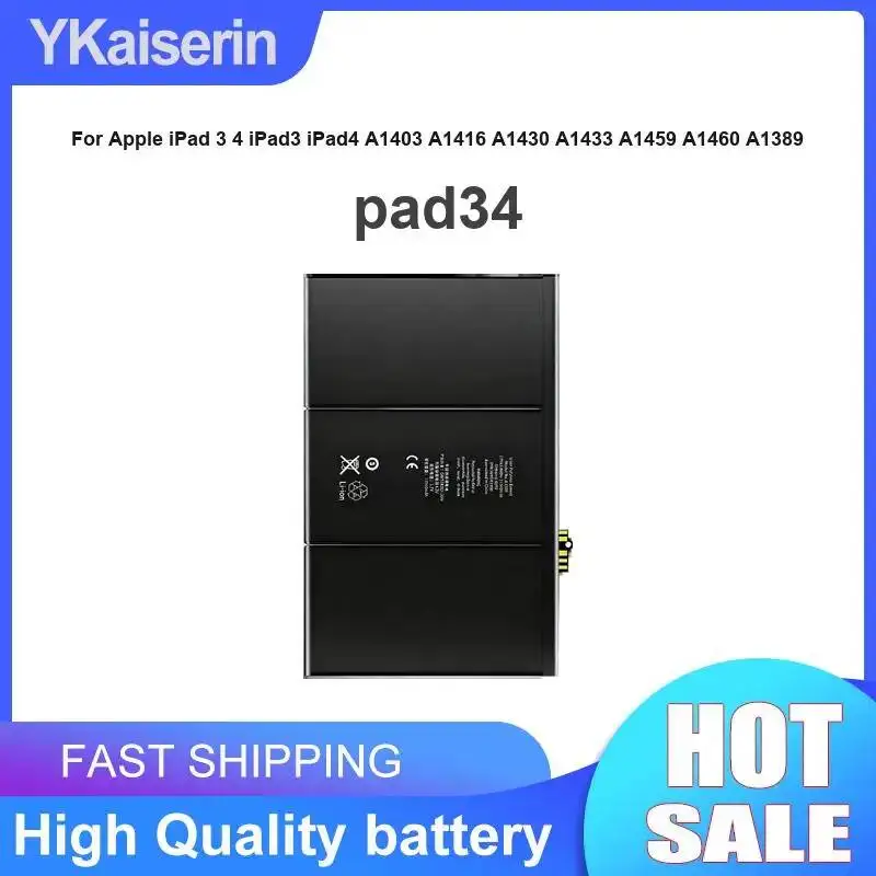 Pad34 For Apple Ipad 3 4 Ipad3 Ipad4 A1403 A1416 A1430 A1433 A1459 A1460 A1389 Reliable Replacement Tablet Battery 4500Mah
Pad34 For Apple Ipad 3 4 Ipad3 Ipad4 A1403 A1416 A1430 A1433 A1459 A1460 A1389 Reliable Replacement Tablet Battery 4500Mah