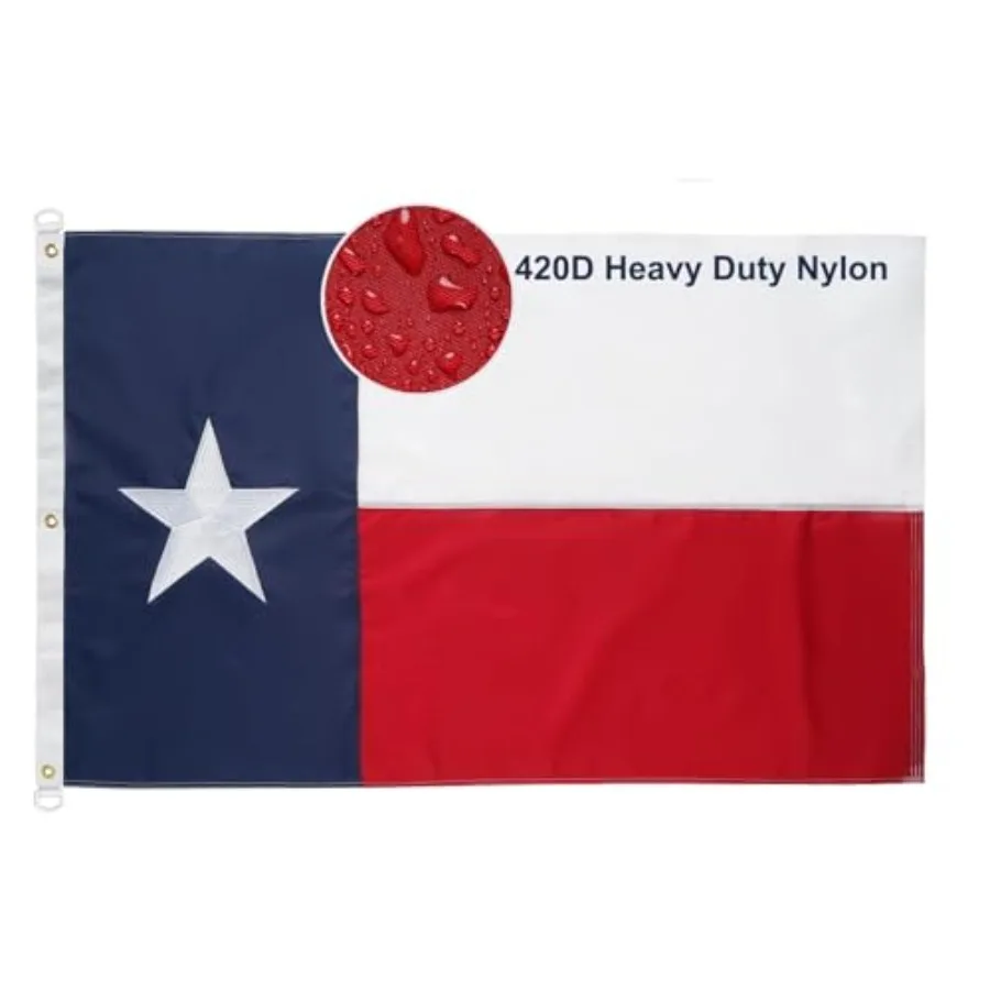 Texas Flag 5x8 Heavy Duty Outdoor 420D Tough Nylon TX State Flags Embroidered Stars 5x8 Feet Long Lasting for Outside High Wind
Texas Flag 5x8 Heavy Duty Outdoor 420D Tough Nylon TX State Flags Embroidered Stars 5x8 Feet Long Lasting for Outside High Wind