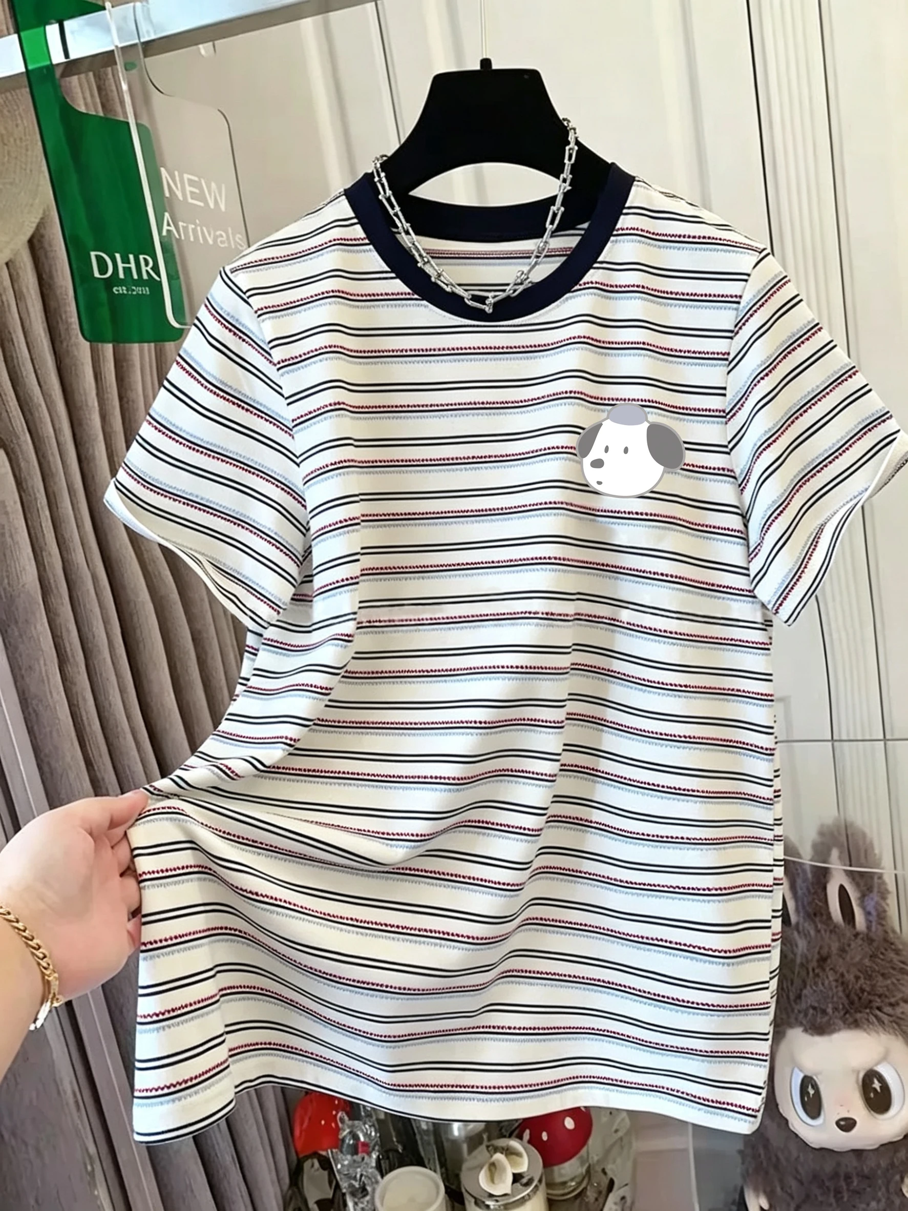 Unisex Pure Cotton Summer Short Sleeve T-Shirt Striped Fashionable Breathable Standard Fit round Neck Casual Wear for Adults
Unisex Pure Cotton Summer Short Sleeve T-Shirt Striped Fashionable Breathable Standard Fit round Neck Casual Wear for Adults