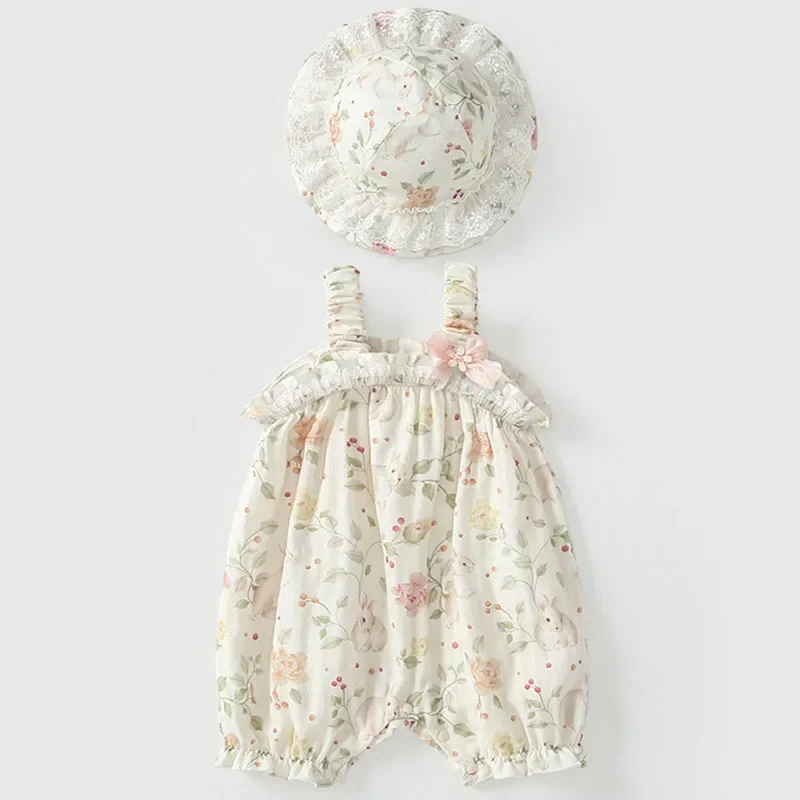 2Piece Sets Summer Rompers Newborn Girls Clothes Korean Cute Flowers Bow Sleeveless Print Cotton Jumpsuits+Hat Baby Stuff B099
2Piece Sets Summer Rompers Newborn Girls Clothes Korean Cute Flowers Bow Sleeveless Print Cotton Jumpsuits+Hat Baby Stuff B099