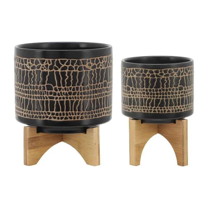 Black Glazed Planter with Stand, 5.5 Inch
Black Glazed Planter with Stand, 5.5 Inch