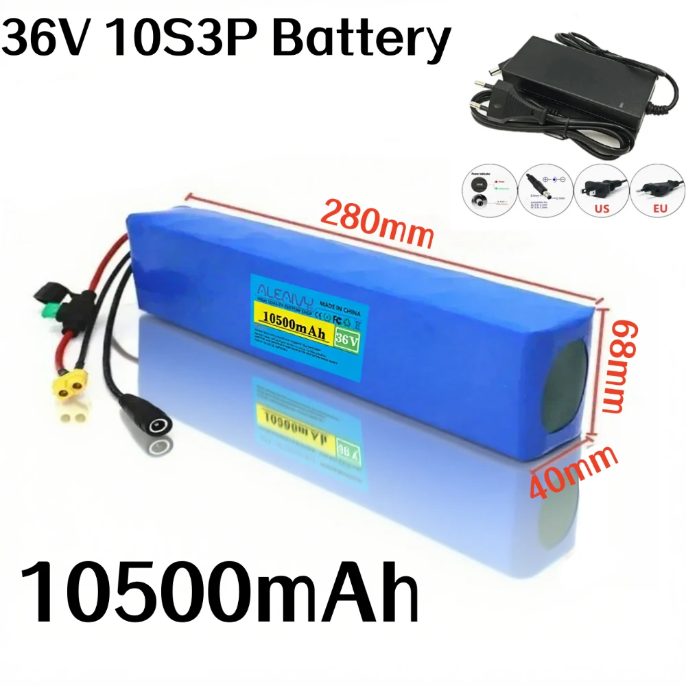 36V 10500mAh 18650 Lithium Battery Pack 10S3P for 250W/350W/500W Motor, Rechargeable Li-ion with BMS Scooter Replacement Battery
36V 10500mAh 18650 Lithium Battery Pack 10S3P for 250W/350W/500W Motor, Rechargeable Li-ion with BMS Scooter Replacement Battery