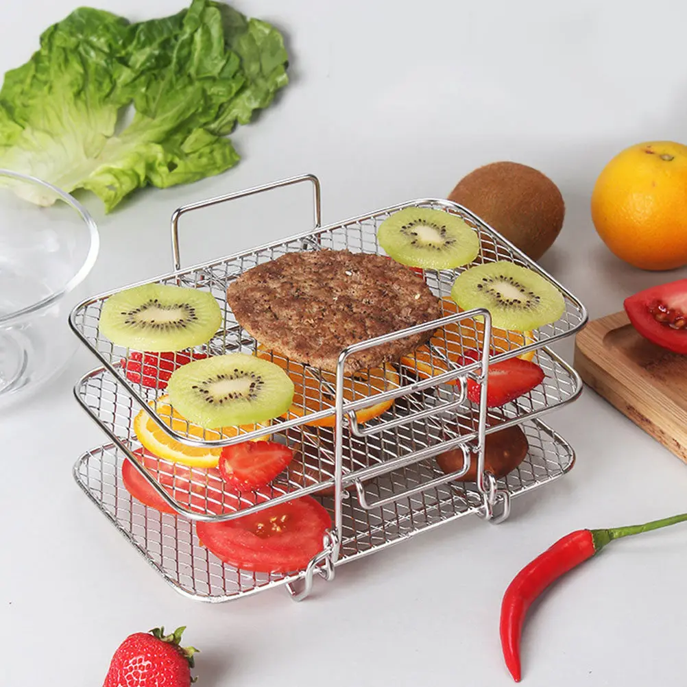 Stainless Steel Air Fryer Rack Multi-Layer Dehydrator Stand 3 Layer Stackable Grilling Accessory for Frying Baking Snacks Meat
Stainless Steel Air Fryer Rack Multi-Layer Dehydrator Stand 3 Layer Stackable Grilling Accessory for Frying Baking Snacks Meat