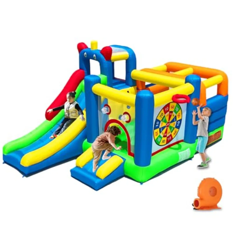 HuaKastro Bounce House Inflatable Playground with Crossbar Obstacle Large Bouncy Area 1x Tall 1x Small Slide Giant Dart Board C
HuaKastro Bounce House Inflatable Playground with Crossbar Obstacle Large Bouncy Area 1x Tall 1x Small Slide Giant Dart Board C