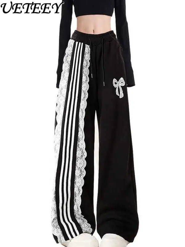 American Retro Black Lace Edge Embroidered Sweatpants Women's Spring and Autumn Loose Casual High-waisted Versatile Pants
American Retro Black Lace Edge Embroidered Sweatpants Women's Spring and Autumn Loose Casual High-waisted Versatile Pants