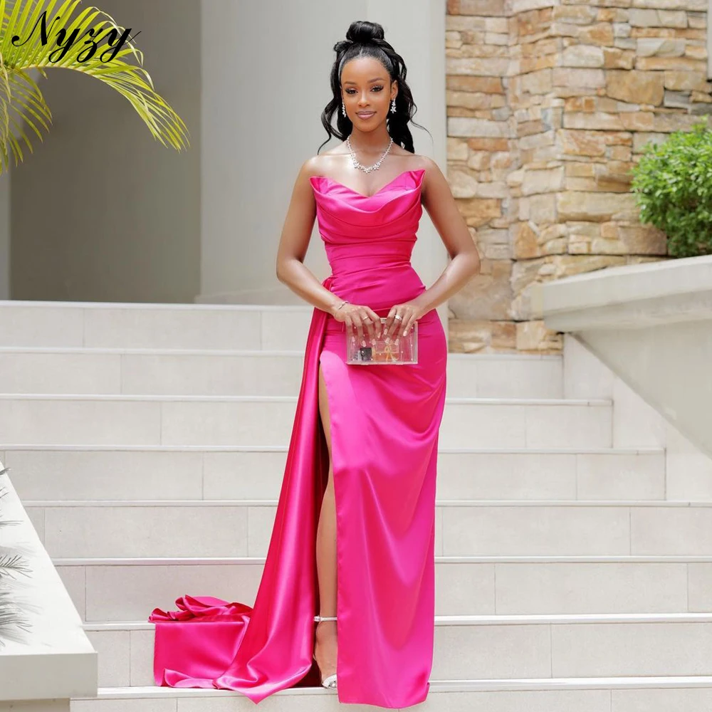 NYZY E706 Couture Satin Sharp Sweetheart Mermaid Evening Dresses Sexy High Slit Women Elegant Party Dress Fuchsia
NYZY E706 Couture Satin Sharp Sweetheart Mermaid Evening Dresses Sexy High Slit Women Elegant Party Dress Fuchsia