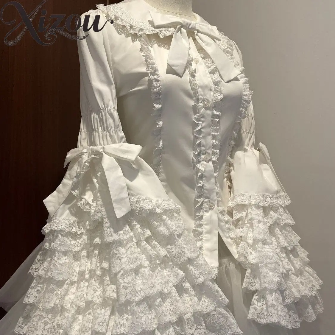 Lace Women Shirts Ji Sleeve Lolita Shirt Inside Long Sleeves Top Spring Autumn Womens Tops Solid Color Blusa Feminina 
Lace Women Shirts Ji Sleeve Lolita Shirt Inside Long Sleeves Top Spring Autumn Womens Tops Solid Color Blusa Feminina