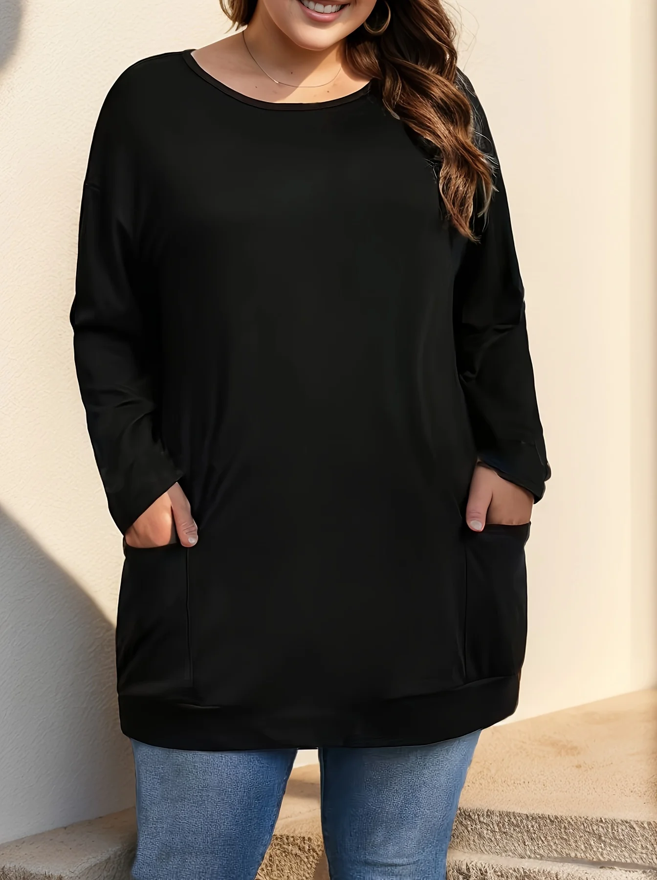 Женская модная однотонная толстовка с карманом и длинными рукавами большого размера, футболка с длинными рукавами
Женская модная однотонная толстовка с карманом и длинными рукавами большого размера, футболка с длинными рукавами