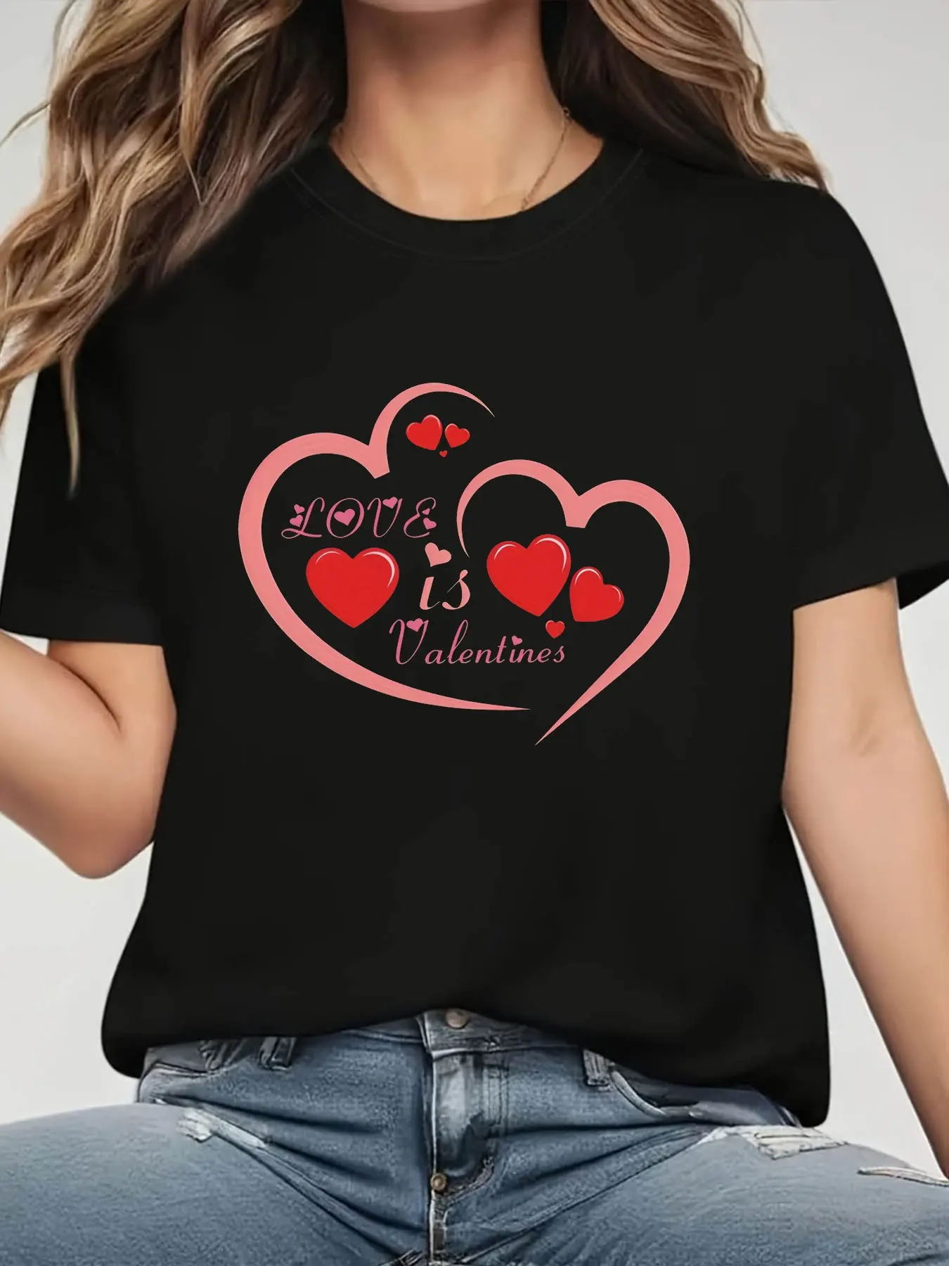 Женская футболка с коротким рукавом на День святого Валентина LOVE is Valentines с буквенным принтом и круглым вырезом, повседневная, повседневная, на лето и весну
Женская футболка с коротким рукавом на День святого Валентина LOVE is Valentines с буквенным принтом и круглым вырезом, повседневная, повседневная, на лето и весну