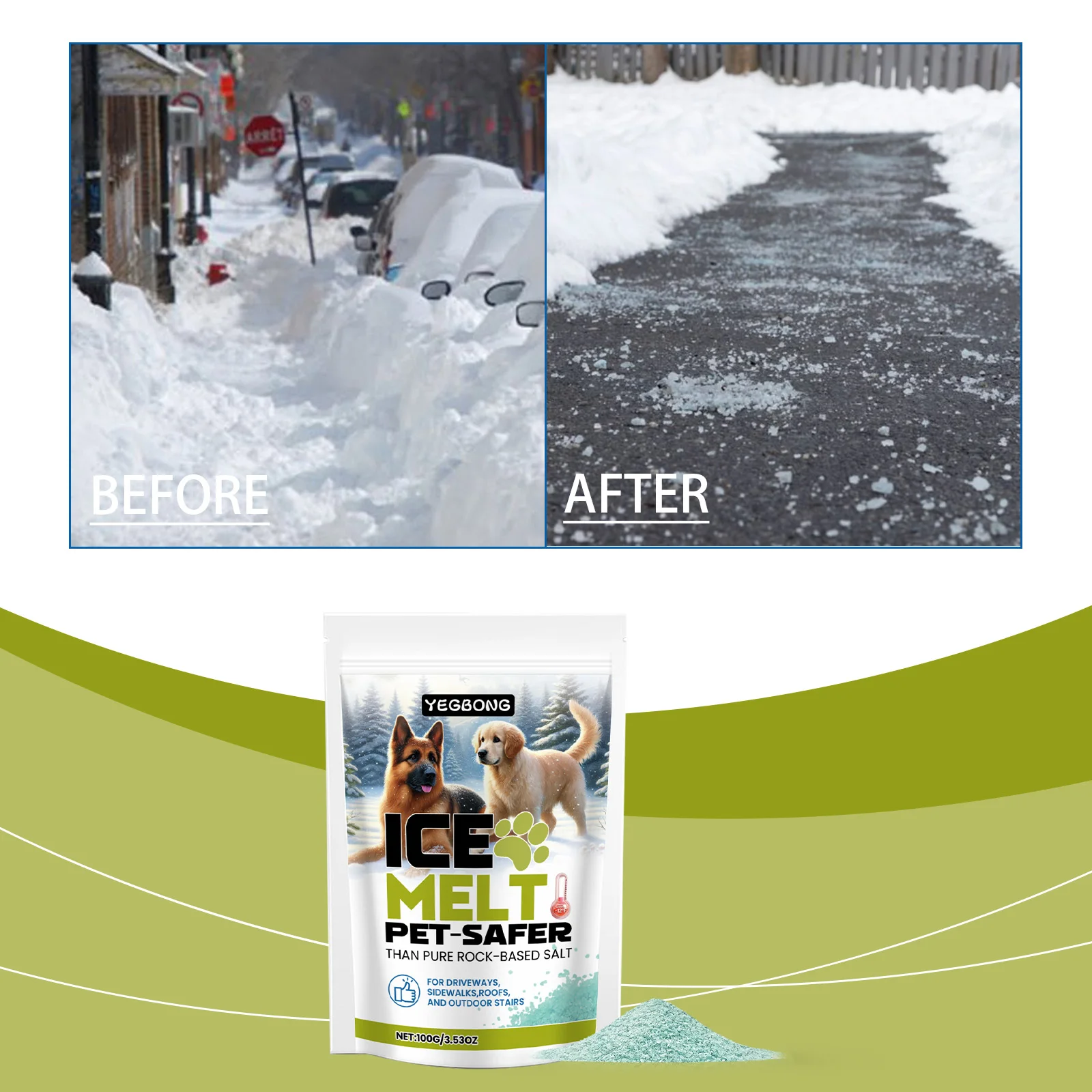 YEGBONG Ice Melt Winter Fast Snow Melter Pet Friendly Concrete Safe Deicer Outdoor Street Floor Non Corrosive Eco Ice Remover
YEGBONG Ice Melt Winter Fast Snow Melter Pet Friendly Concrete Safe Deicer Outdoor Street Floor Non Corrosive Eco Ice Remover