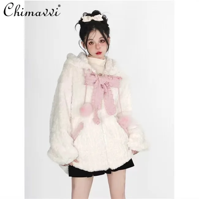 Subculture Y2k Cute Bow Cat Ears Hooded Plush Coat Women's Winter Clothes New Sweet Girl Long Sleeves Warm Loose Cotton Clothes
Subculture Y2k Cute Bow Cat Ears Hooded Plush Coat Women's Winter Clothes New Sweet Girl Long Sleeves Warm Loose Cotton Clothes