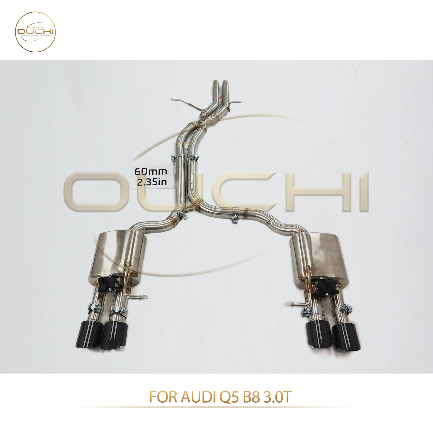 OUCHI Factory Direct Sales SS304 Catback for Audi Q5 B8 3.0T 60mm X-Pipe Design With Electronic Valve Exhaust Tips
OUCHI Factory Direct Sales SS304 Catback for Audi Q5 B8 3.0T 60mm X-Pipe Design With Electronic Valve Exhaust Tips