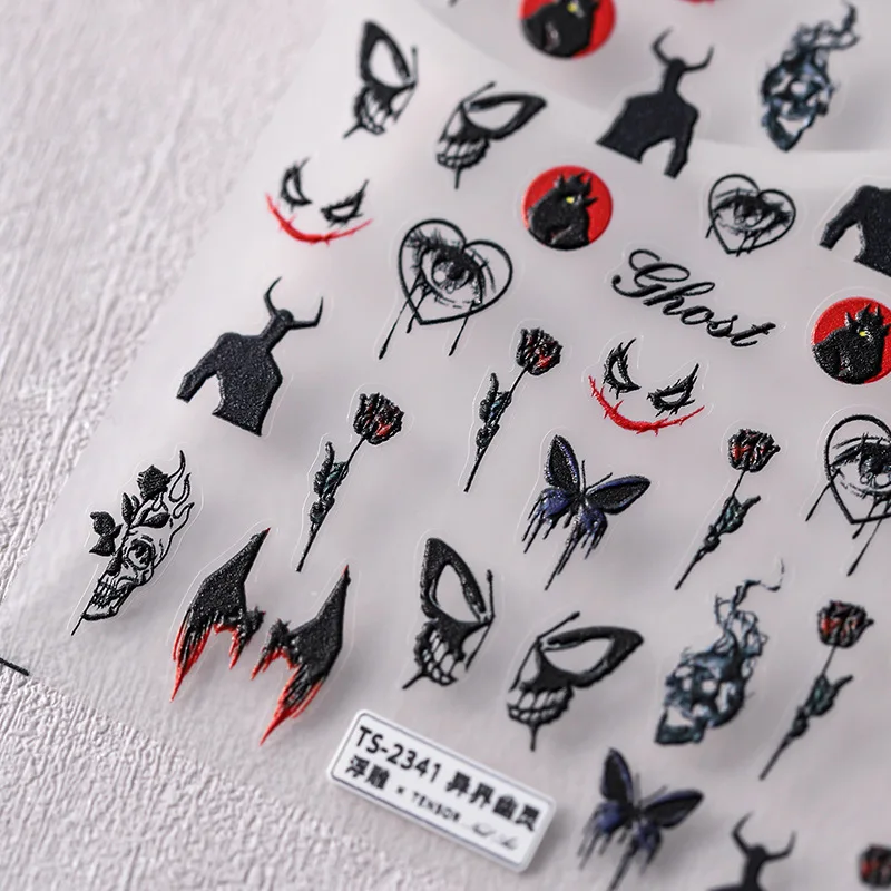 1 Sheet 5D Realistic Relief Dark Evil Black Alien Ghost Specter Rose Butterfly Adhesive Nail Art Stickers Decals Manicure Charms
1 Sheet 5D Realistic Relief Dark Evil Black Alien Ghost Specter Rose Butterfly Adhesive Nail Art Stickers Decals Manicure Charms